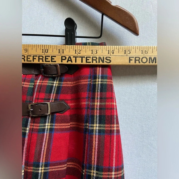 NWT Eland 100% wool red plaid Kilt  Skirt 28” waist - Picture 6 of 7